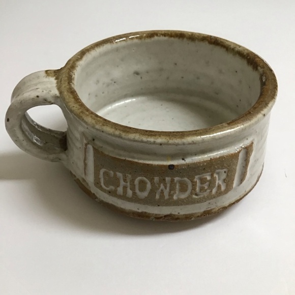 Studio Pottery Other - Handmade Studio Pottery Chowder Bowl Handle Natural Speckled Glaze Rustic Cabin